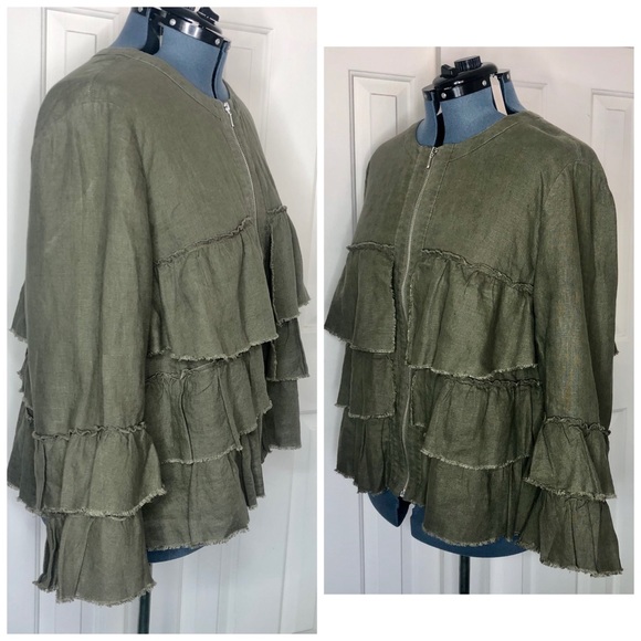 Moda International Ruffle Jacket INC International Concepts | Jackets & Coats | Inc Olive Linen Ruffled ...